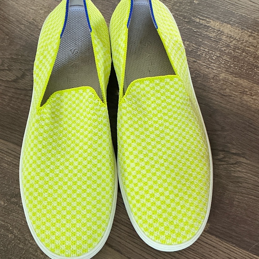 Rothy's Neon Yellow Checkered Slip-On Sneakers